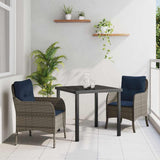 vidaXL Tuin Eettafel Set met kussen 3 pcs Grijs poly rattan