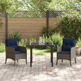 vidaXL Tuin Eettafel Set met kussen 3 pcs Grijs poly rattan