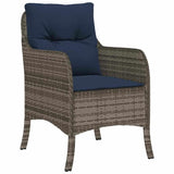 vidaXL Tuin Eettafel Set met kussen 3 pcs Grijs poly rattan