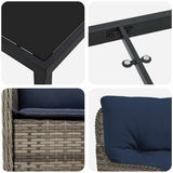 vidaXL Tuin Eettafel Set met kussen 3 pcs Grijs poly rattan