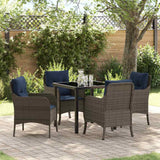 vidaXL Tuin Eettafel Set met kussen 3 pcs Grijs poly rattan