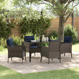 vidaXL Tuin Eettafel Set met kussen 3 pcs Grijs poly rattan
