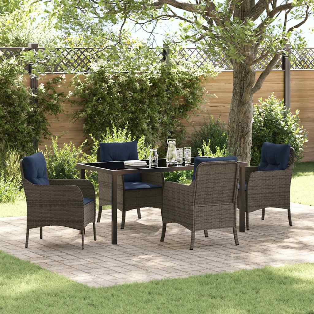 vidaXL Tuin Eettafel Set met kussen 3 pcs Grijs poly rattan