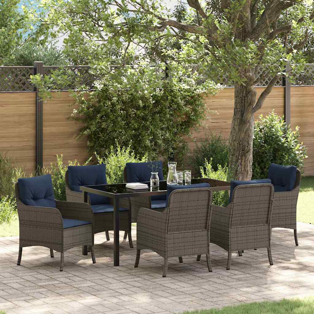 vidaXL Tuin Eettafel Set met kussen 3 pcs Grijs poly rattan