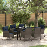 vidaXL Tuin Eettafel Set met kussen 3 pcs Grijs poly rattan