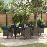 vidaXL Tuin Eettafel Set met kussen 3 pcs Grijs poly rattan