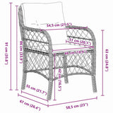 vidaXL Tuin Eettafel Set met kussen 3 pcs Zwart poly rattan