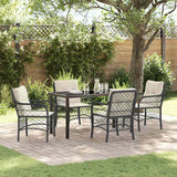 vidaXL Tuin Eettafel Set met kussen 3 pcs Zwart poly rattan