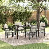 vidaXL Tuin Eettafel Set met kussen 3 pcs Zwart poly rattan