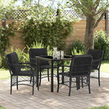 vidaXL Tuin Eettafel Set met kussen 3 pcs Zwart poly rattan