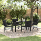 vidaXL Tuin Eettafel Set met kussen 3 pcs Zwart poly rattan