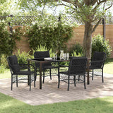 vidaXL Tuin Eettafel Set met kussen 3 pcs Zwart poly rattan