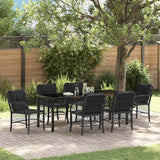 vidaXL Tuin Eettafel Set met kussen 3 pcs Zwart poly rattan