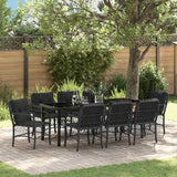 vidaXL Tuin Eettafel Set met kussen 3 pcs Zwart poly rattan