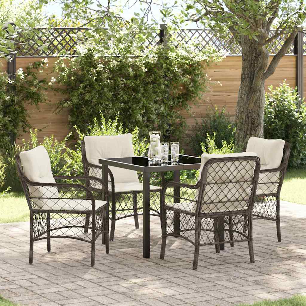 vidaXL Tuin Eettafel Set met kussen 3 pcs Zwart poly rattan
