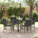 vidaXL Tuin Eettafel Set met kussen 3 pcs Zwart poly rattan