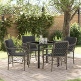 vidaXL Tuin Eettafel Set met kussen 3 pcs Zwart poly rattan