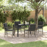 vidaXL Tuin Eettafel Set met kussen 3 pcs Zwart poly rattan