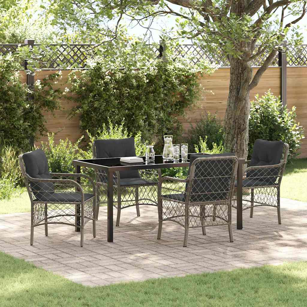 vidaXL Tuin Eettafel Set met kussen 3 pcs Zwart poly rattan