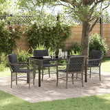 vidaXL Tuin Eettafel Set met kussen 3 pcs Zwart poly rattan