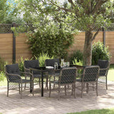 vidaXL Tuin Eettafel Set met kussen 3 pcs Zwart poly rattan