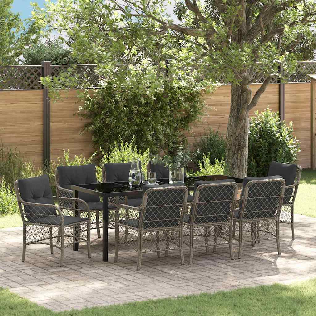 vidaXL Tuin Eettafel Set met kussen 3 pcs Zwart poly rattan