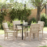 vidaXL Tuin Eettafel Set met kussen 3 pcs Zwart poly rattan