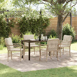vidaXL Tuin Eettafel Set met kussen 3 pcs Zwart poly rattan