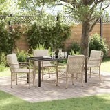 vidaXL Tuin Eettafel Set met kussen 3 pcs Zwart poly rattan