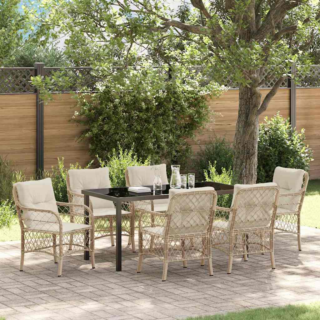 vidaXL Tuin Eettafel Set met kussen 3 pcs Zwart poly rattan