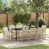 vidaXL Tuin Eettafel Set met kussen 3 pcs Zwart poly rattan