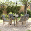 vidaXL Tuin Eettafel Set met kussen 3 pcs Zwart poly rattan