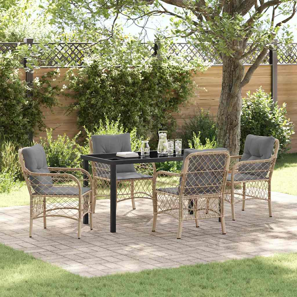 vidaXL Tuin Eettafel Set met kussen 3 pcs Zwart poly rattan