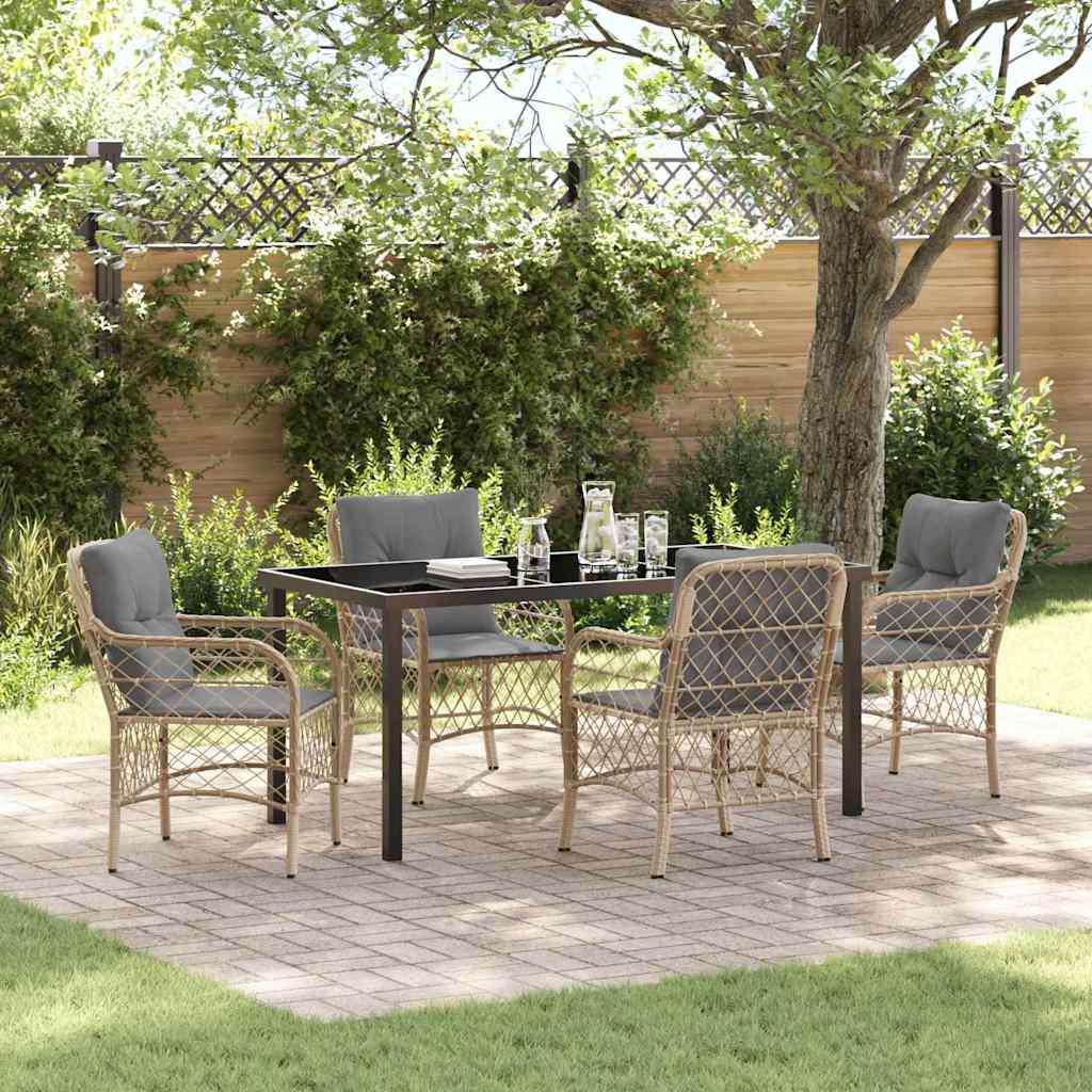vidaXL Tuin Eettafel Set met kussen 3 pcs Zwart poly rattan