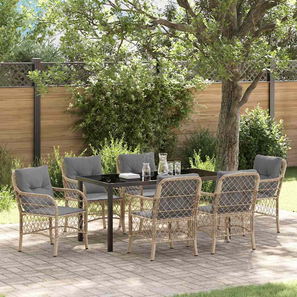 vidaXL Tuin Eettafel Set met kussen 3 pcs Zwart poly rattan