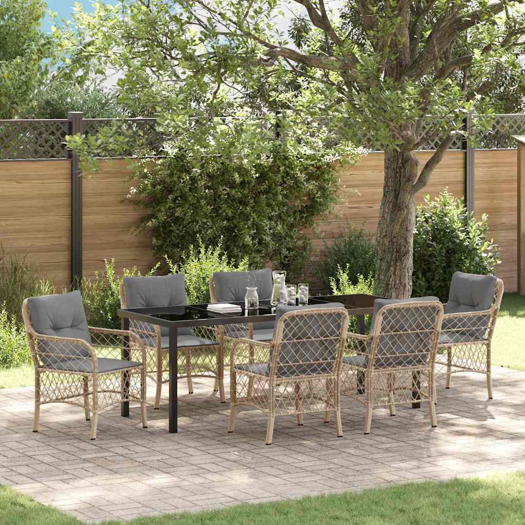 vidaXL Tuin Eettafel Set met kussen 3 pcs Zwart poly rattan