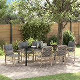 vidaXL Tuin Eettafel Set met kussen 3 pcs Zwart poly rattan