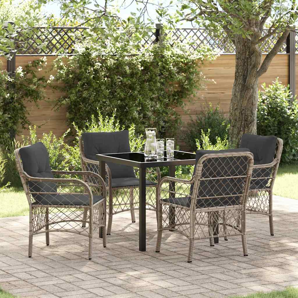 vidaXL Tuin Eettafel Set met kussen 3 pcs Zwart poly rattan