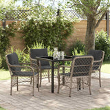vidaXL Tuin Eettafel Set met kussen 3 pcs Zwart poly rattan