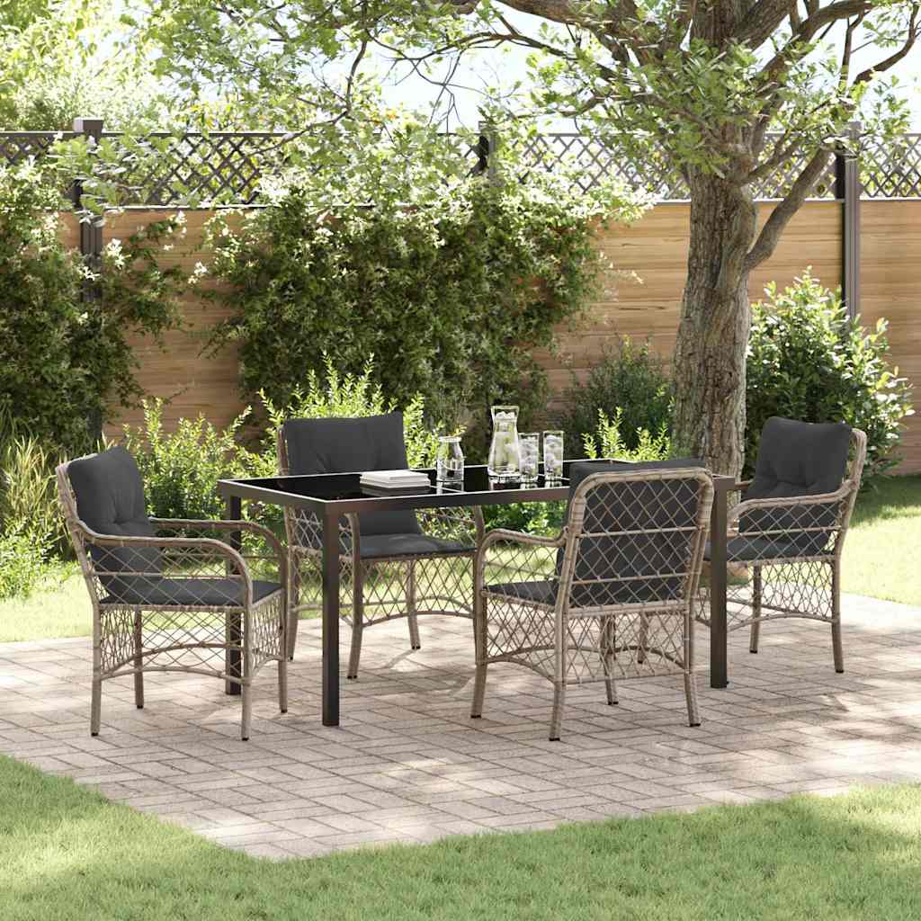 vidaXL Tuin Eettafel Set met kussen 3 pcs Zwart poly rattan
