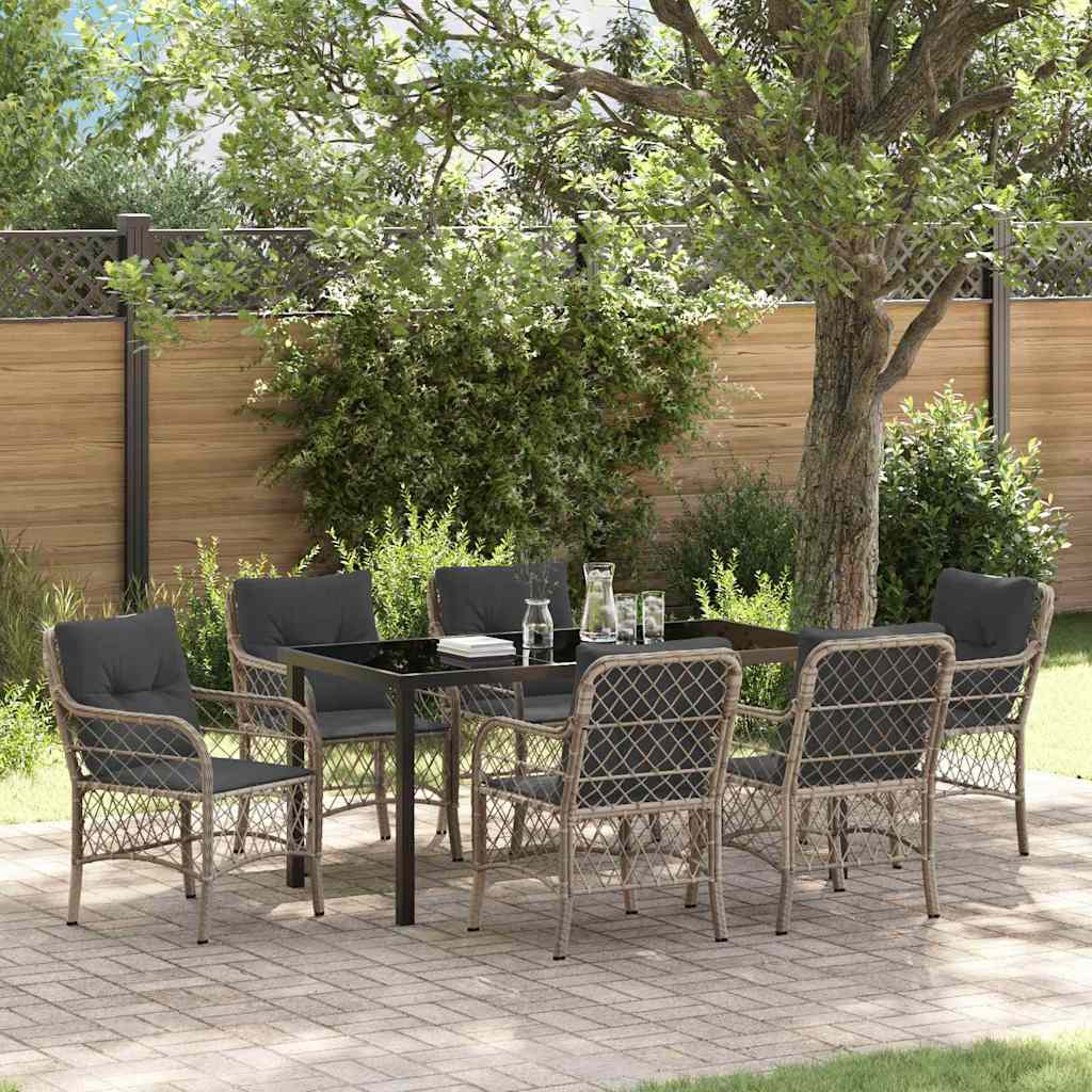 vidaXL Tuin Eettafel Set met kussen 3 pcs Zwart poly rattan