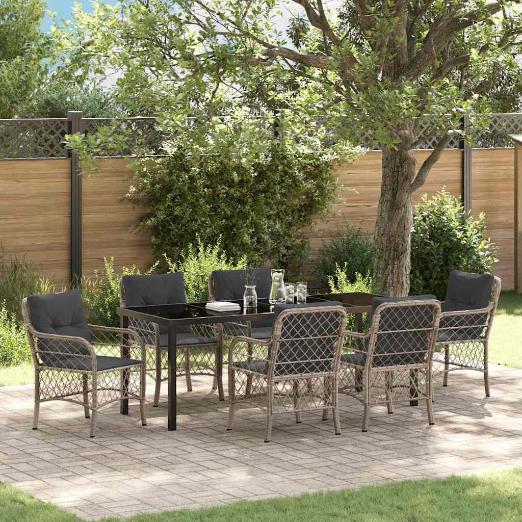 vidaXL Tuin Eettafel Set met kussen 3 pcs Zwart poly rattan
