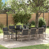vidaXL Tuin Eettafel Set met kussen 3 pcs Zwart poly rattan