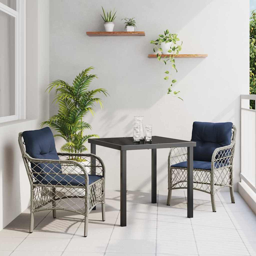 vidaXL Tuin Eettafel Set met kussen 5 pcs Grijs en Zwart Rattan