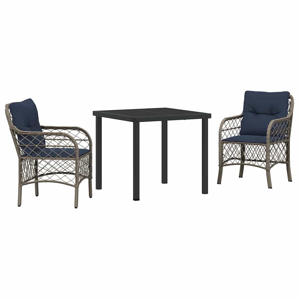vidaXL Tuin Eettafel Set met kussen 5 pcs Grijs en Zwart Rattan