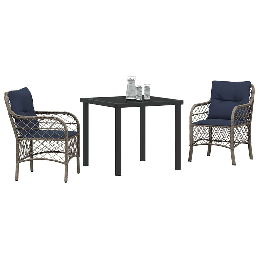 vidaXL Tuin Eettafel Set met kussen 5 pcs Grijs en Zwart Rattan