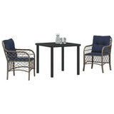 vidaXL Tuin Eettafel Set met kussen 5 pcs Grijs en Zwart Rattan