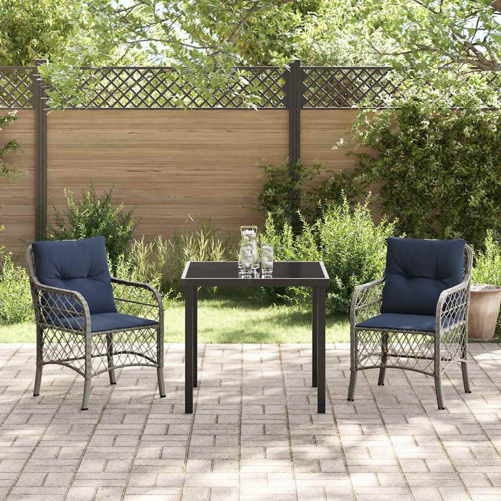 vidaXL Tuin Eettafel Set met kussen 5 pcs Grijs en Zwart Rattan