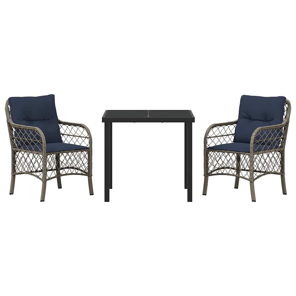 vidaXL Tuin Eettafel Set met kussen 5 pcs Grijs en Zwart Rattan