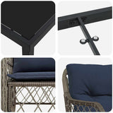 vidaXL Tuin Eettafel Set met kussen 5 pcs Grijs en Zwart Rattan